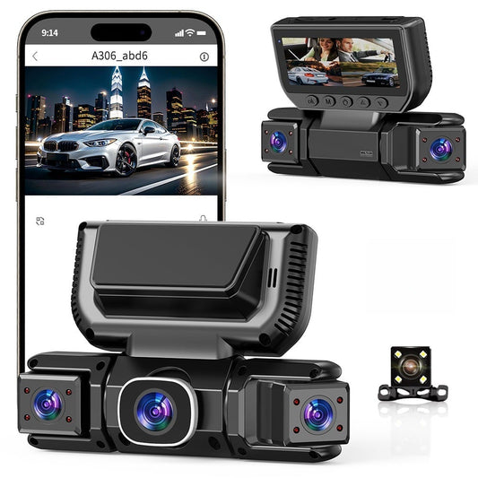 FullSight Pro – 360° WiFi Dash Cam with 4-Channel Coverage