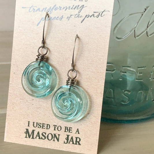 SpiralGleam – Recycled Glass Mason Jar Earrings