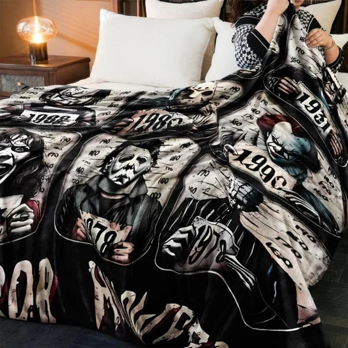 SpookySnug - Horror Mugshot Throw Blanket | Cozy Comfort with a Creepy Twist