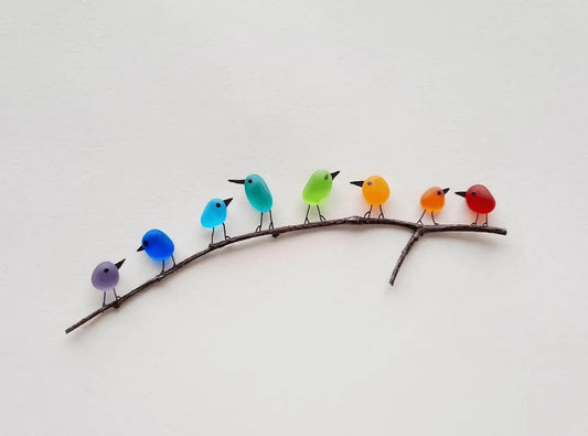 CoastalWings – Sea Glass Rainbow Birds