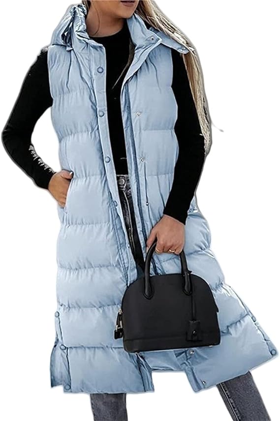 QuiltChic – Women's Long Puffer Vest with Hood