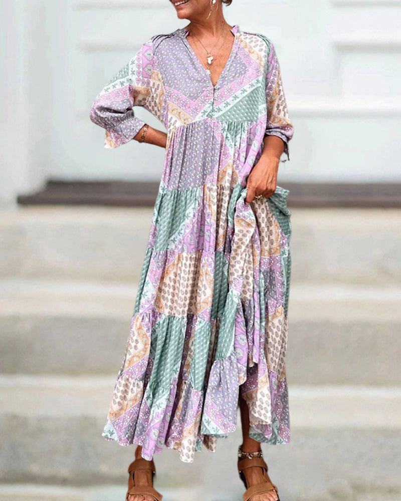 Talia - Artistic Color-Block Shift Dress