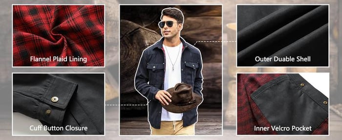 TimberWear – Men’s Flannel-Lined Shacket Jacket