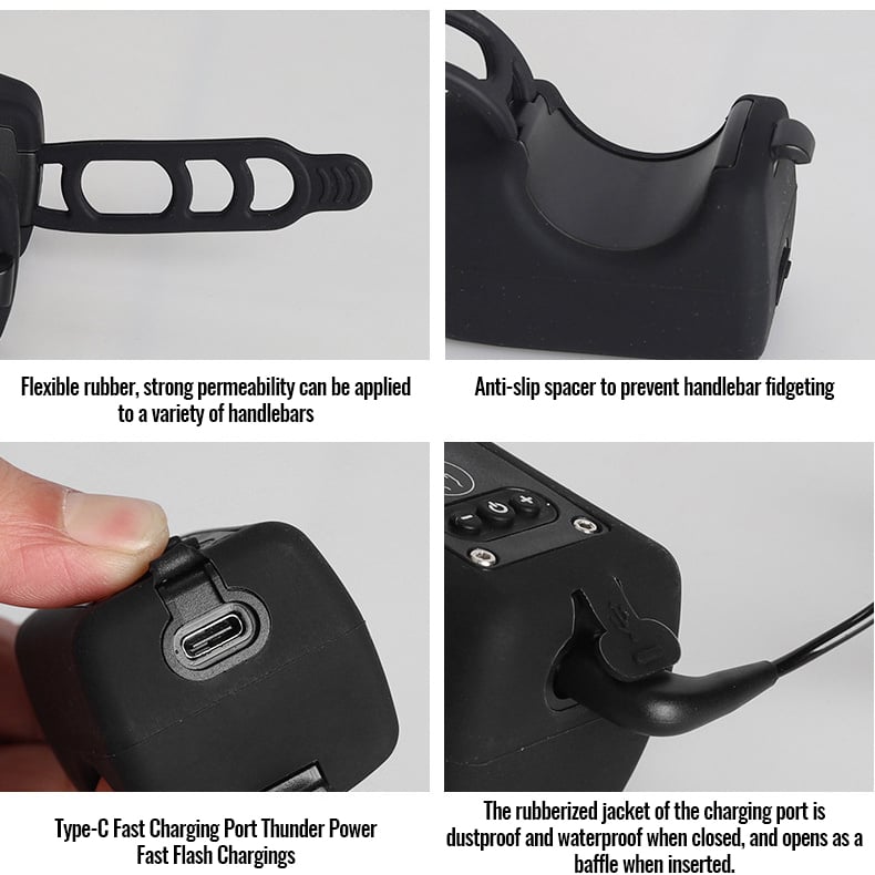VibrantRide - 4-Mode LED Light with 110dB Bicycle Horn