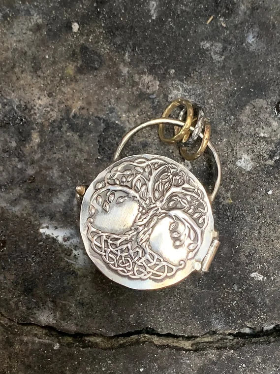 LunaRoots – Triple Moon Silver Locket with Tree of Life