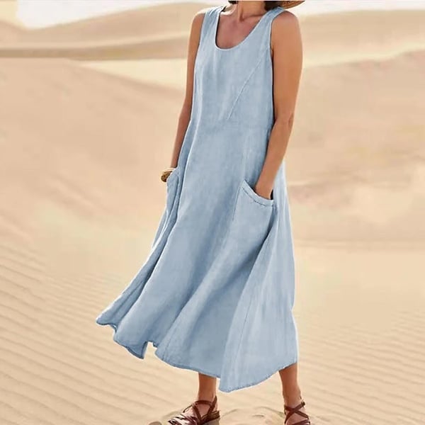 BreezeLoom – Sleeveless Cotton Linen Dress