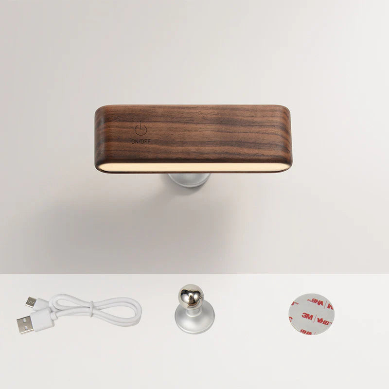PureGrain – Walnut/Elm Magnetic Rechargeable Lamp