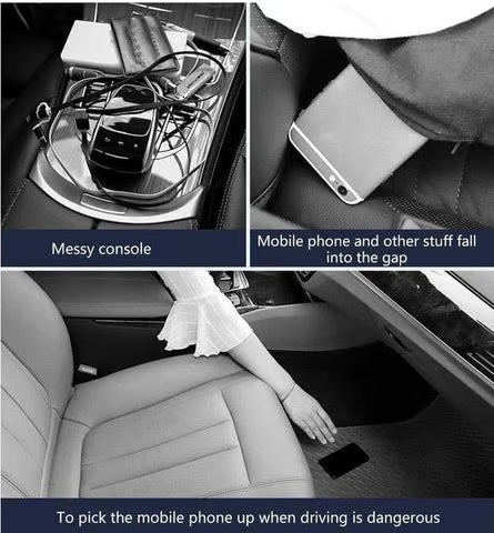 DriveMate – Multi Pocket Leather Car Seat Storage Organizer