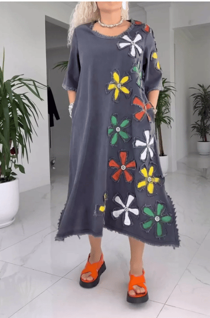 BloomVera – Elegant Floral Print Dress