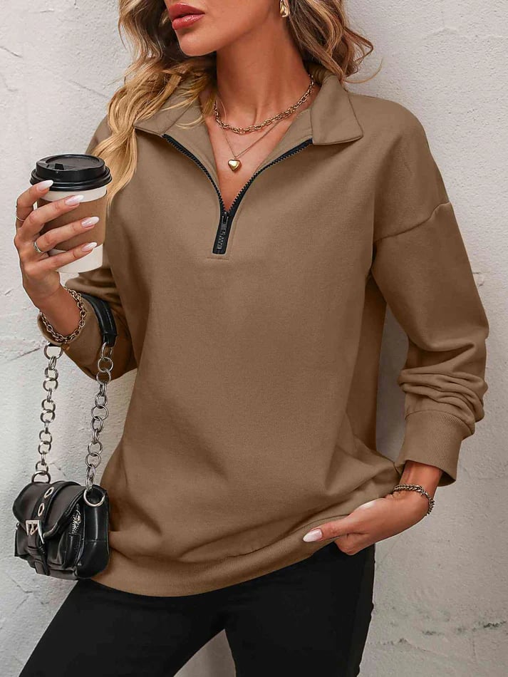 CasualFlow - Soft Casual Half-Zipper Sweatshirt
