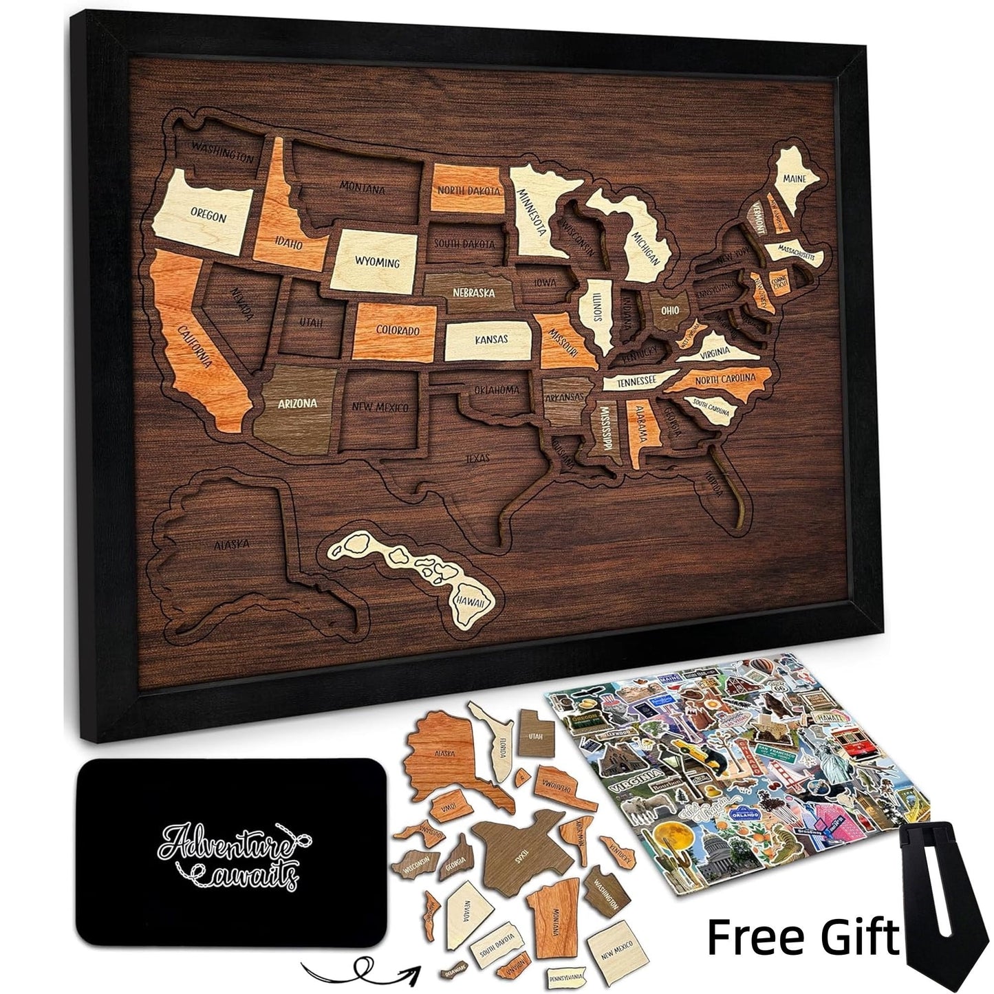 Wooden USA Travel Map Puzzle🧩A Stylish Way to Track Your Journey & Memories