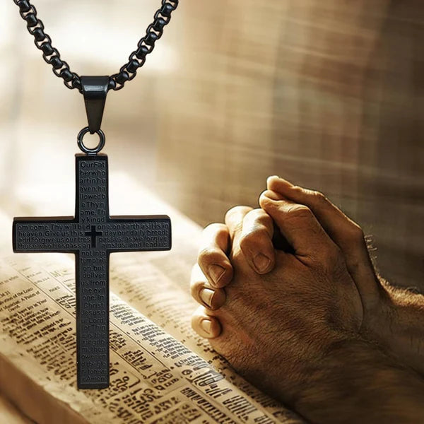 FaithScribe – Lord’s Prayer Scribble Cross Necklace
