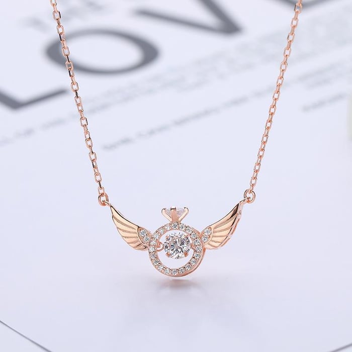 AngelGleam – Radiant Wings Rhinestone Necklace