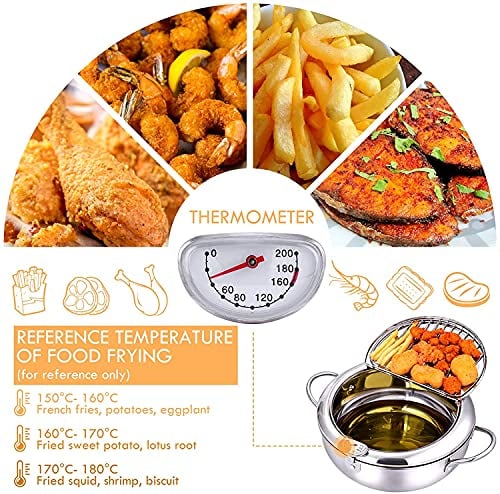 FryMaster – Stainless Steel Pot with Thermometer & Drip Drainer