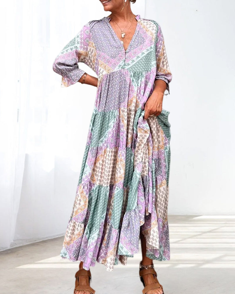 Talia - Artistic Color-Block Shift Dress