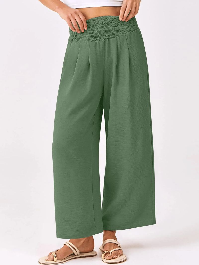 LuxeDrape – Chic Smocked Waist Trousers