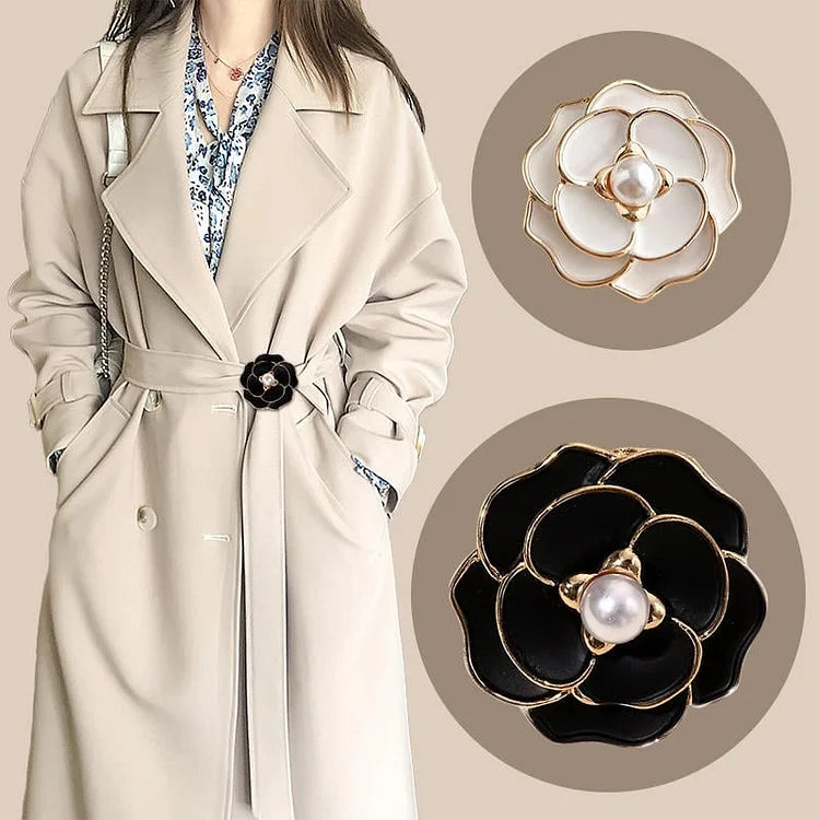PearlBloom – Elegant Floral Scarf Ring Clip with Pearls