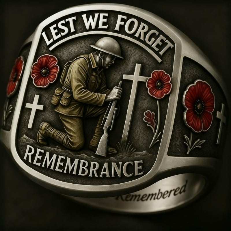🌹 2026 Remembrance Soldier Ring💍Lest We Forget — Honoring the Fallen