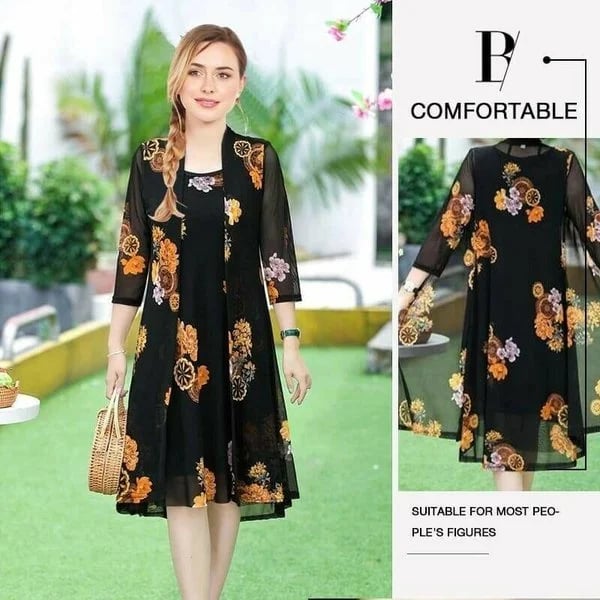 FloraChic – Elegant Print Dress Set