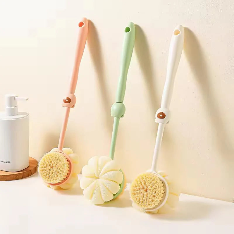 GlowReach – Dual-Action Loofah Brush with Handle
