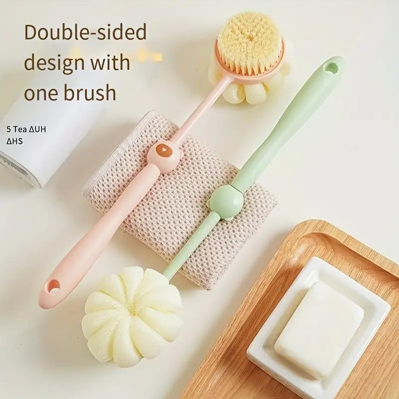 GlowReach – Dual-Action Loofah Brush with Handle