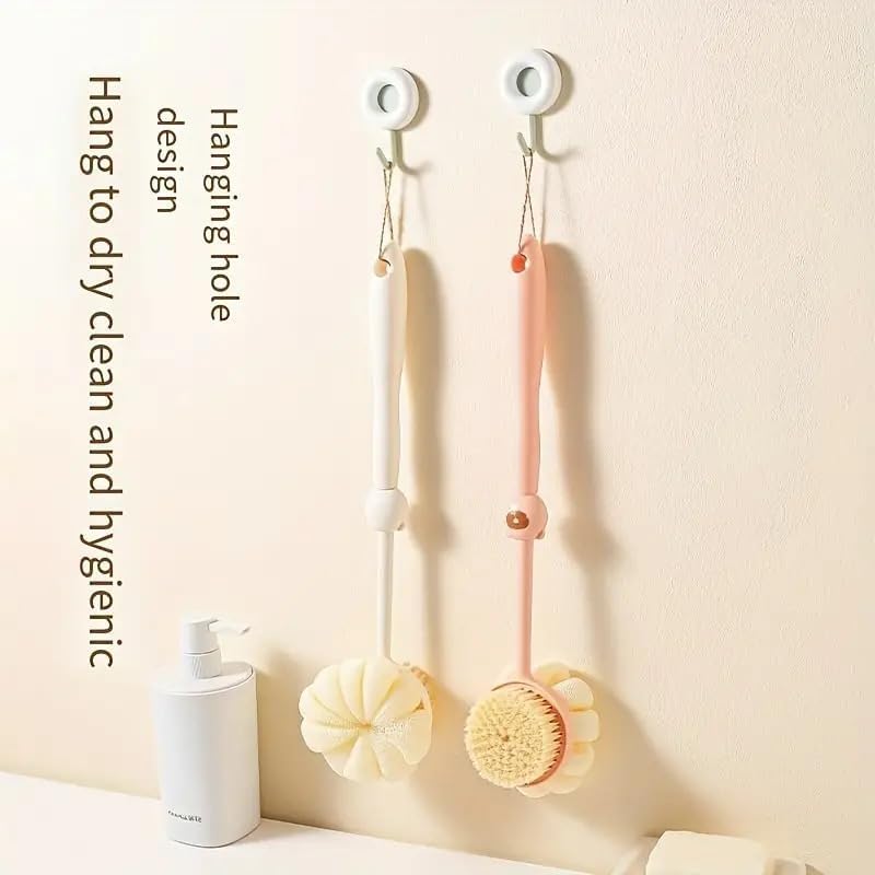 GlowReach – Dual-Action Loofah Brush with Handle