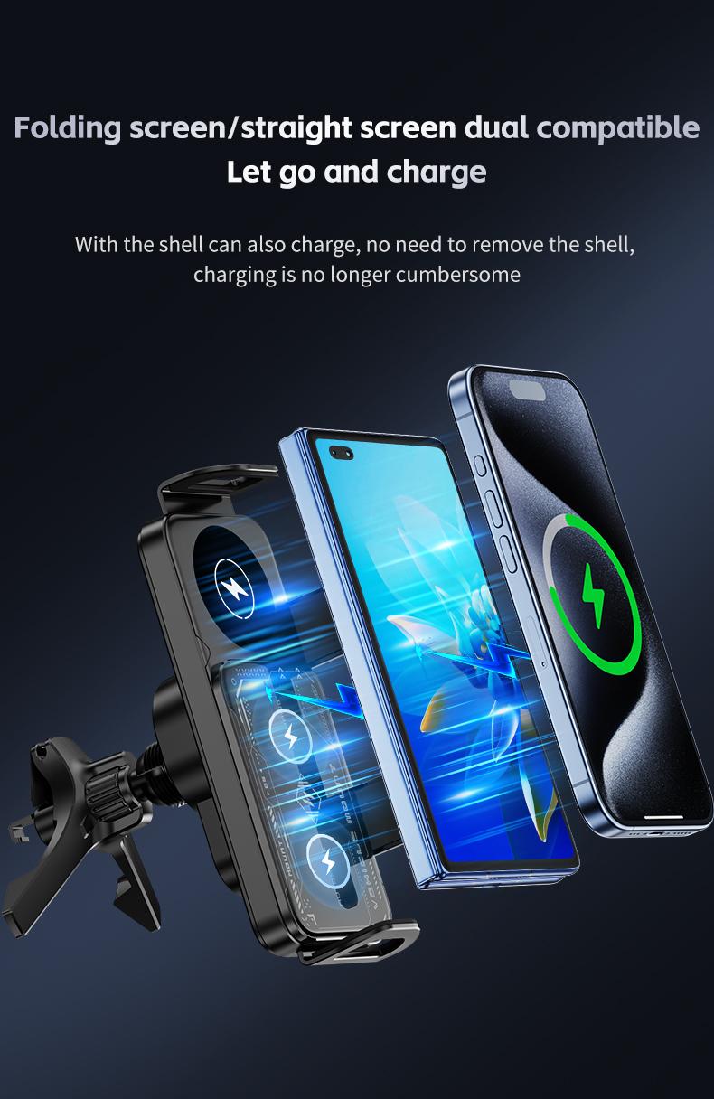 PowerDock – Stable Adjustable 15W Wireless Car Charger