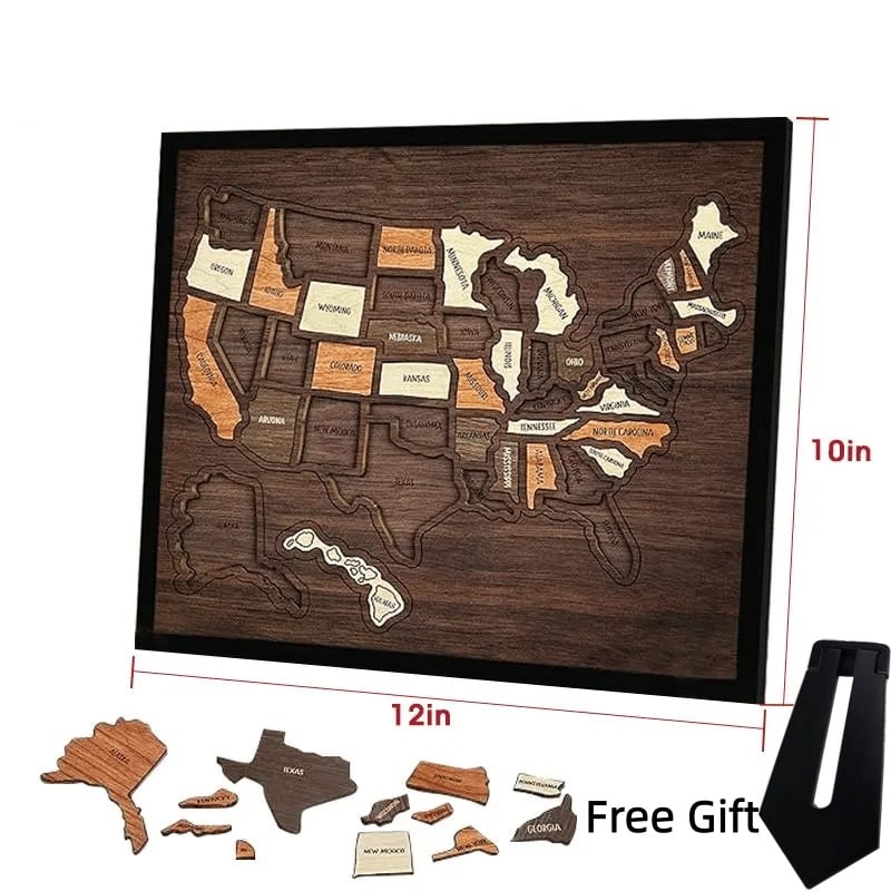 Wooden USA Travel Map Puzzle🧩A Stylish Way to Track Your Journey & Memories