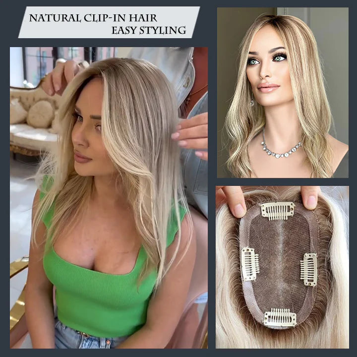 LushWaves – Seamless Clip-In Wavy Hair Topper for Women