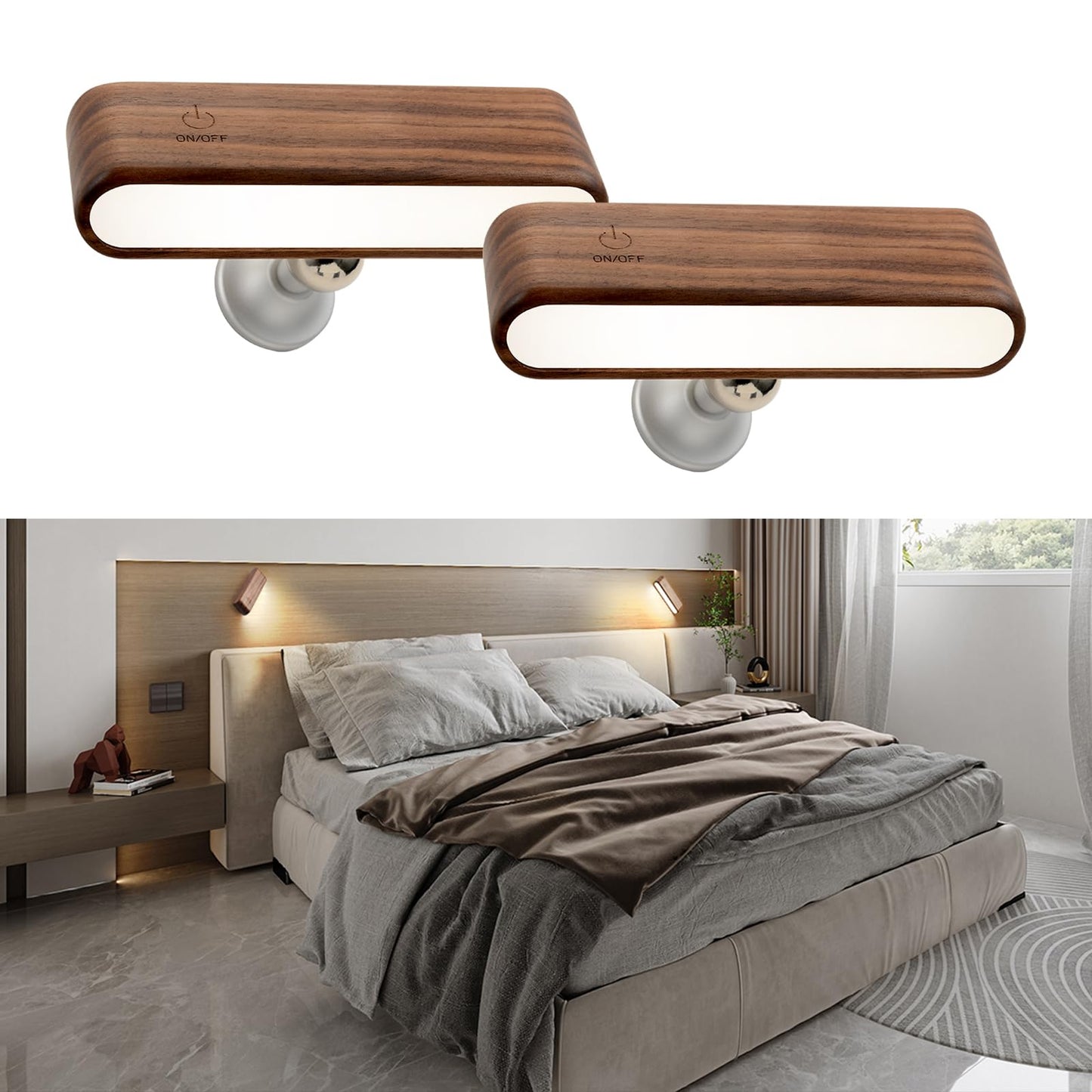 PureGrain – Walnut/Elm Magnetic Rechargeable Lamp