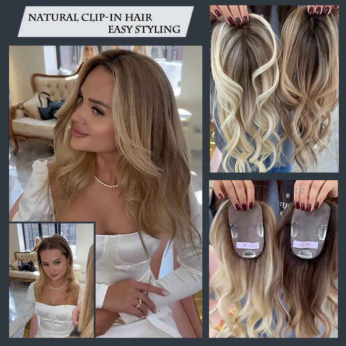 LushWaves – Seamless Clip-In Wavy Hair Topper for Women