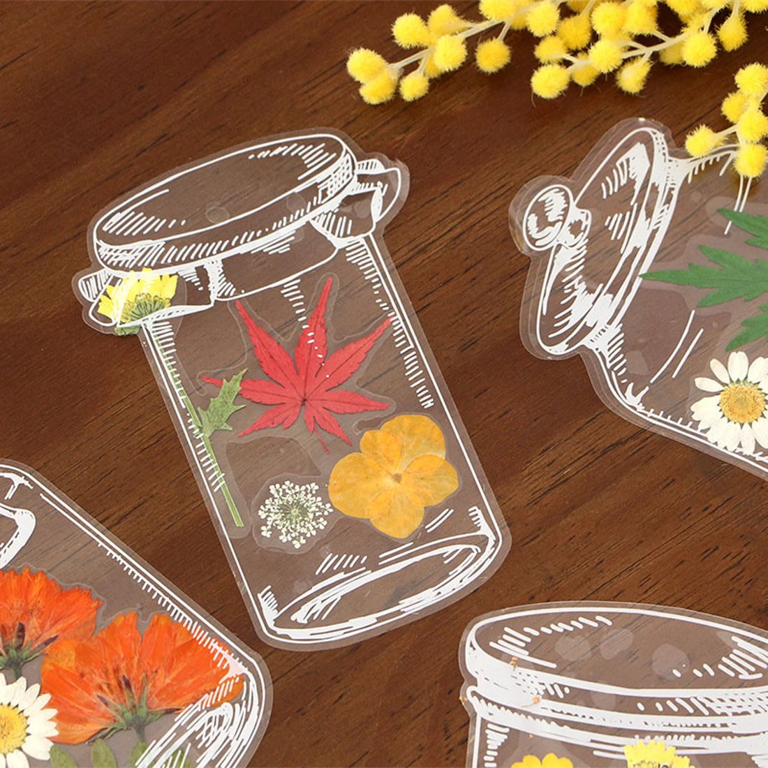 GlassGarden - 20pcs Transparent Bookmarks Inspired by Nature’s Art