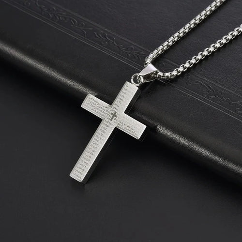FaithScribe – Lord’s Prayer Scribble Cross Necklace