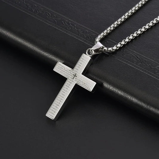 FaithScribe – Lord’s Prayer Scribble Cross Necklace