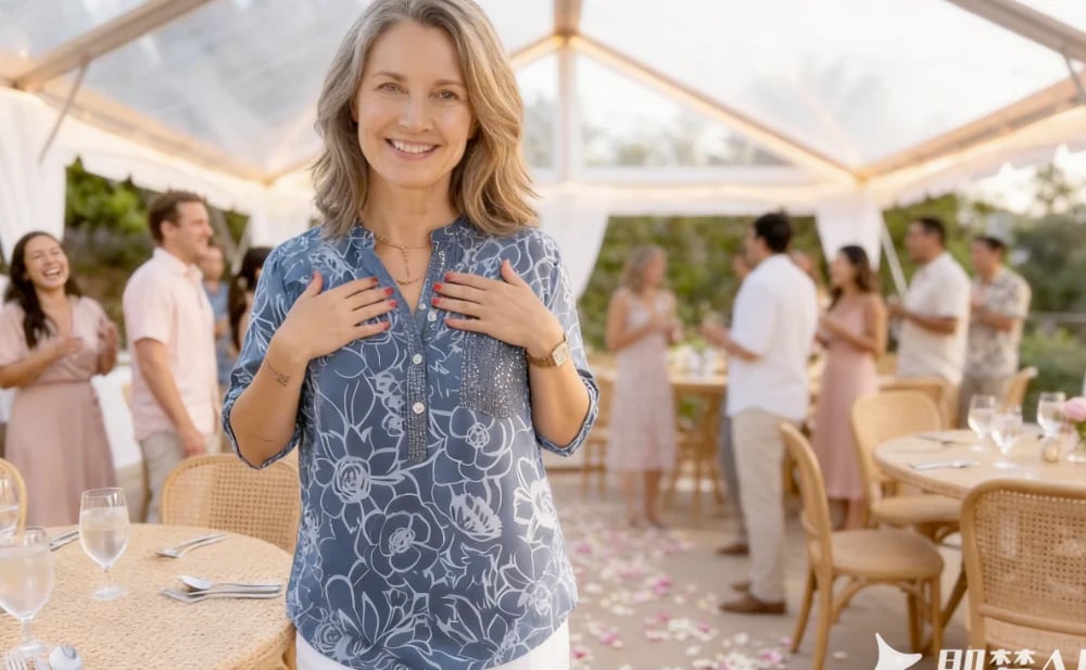 PrintLuxe | V-Neck Button-Down Printed Blouse