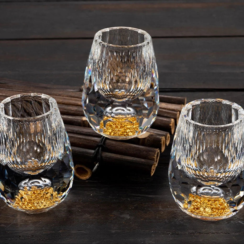 GlacierGlow - Crystal Gold-Foil Shot Glass