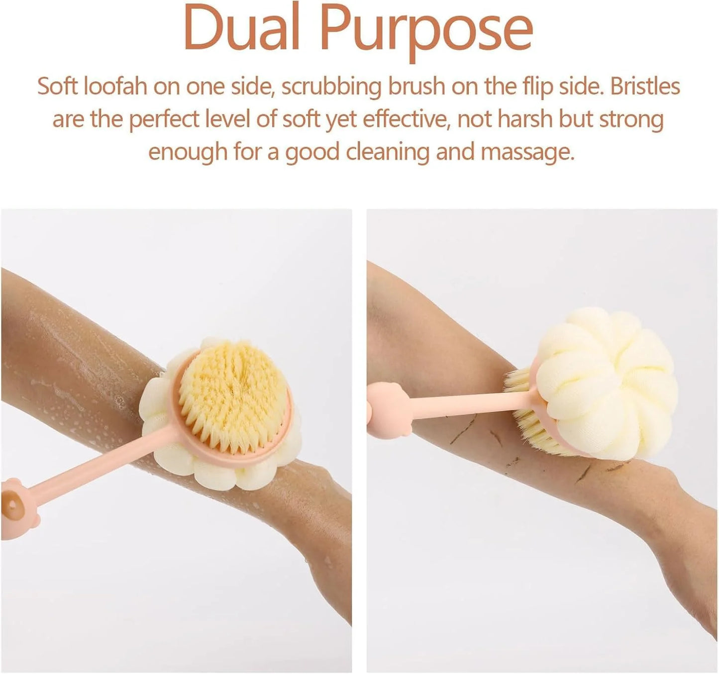GlowReach – Dual-Action Loofah Brush with Handle