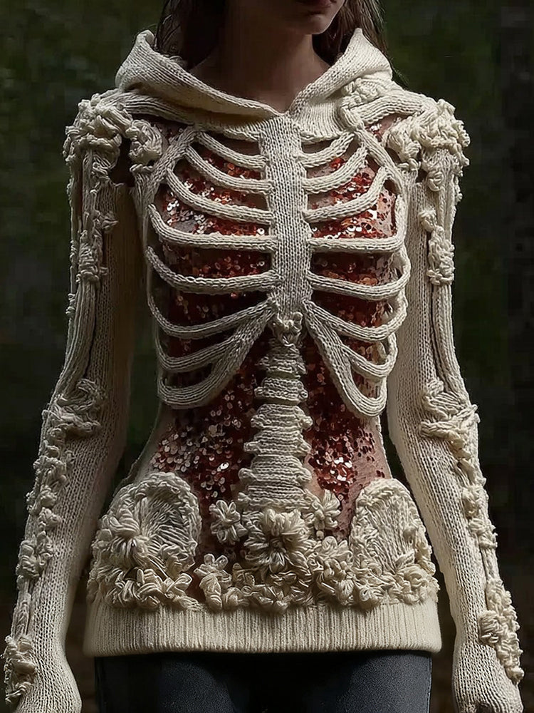 SkullBloom – Gothic Floral Hooded Sweater