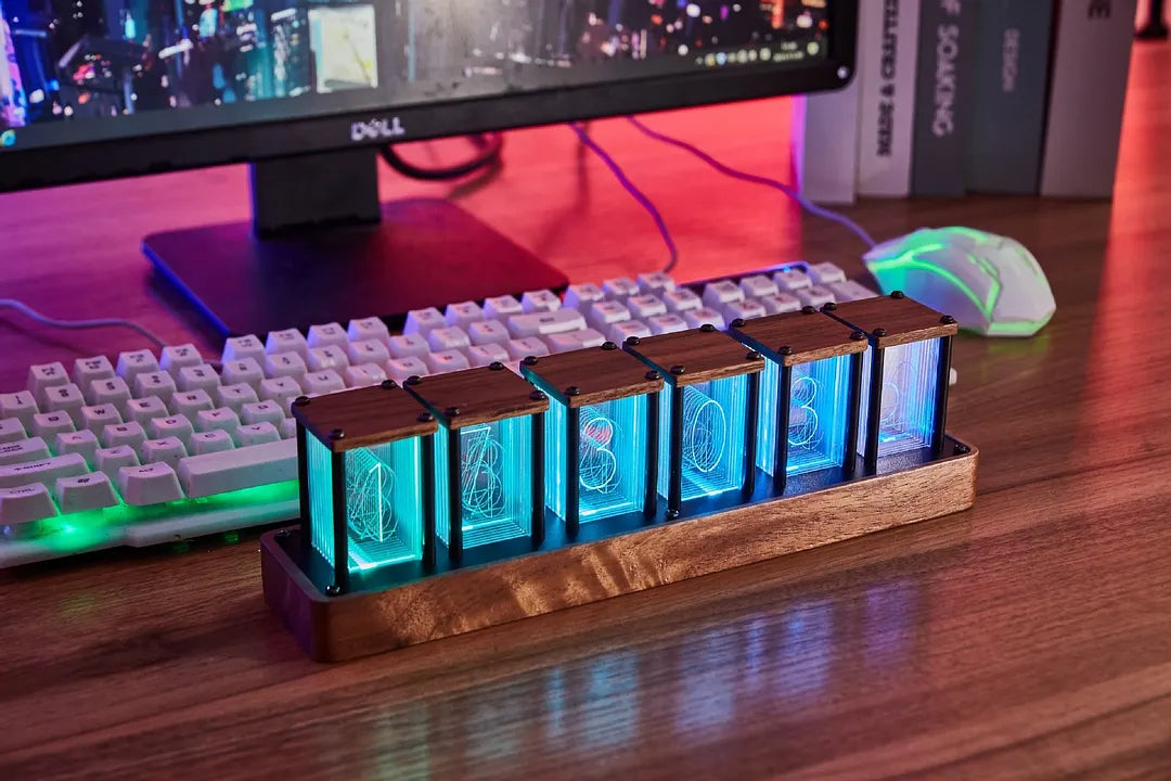 RGB Glow Clock, Quasi-Nixie Tube Clock, Free Assembly, Creative LED Digital Alarm Clock Timer