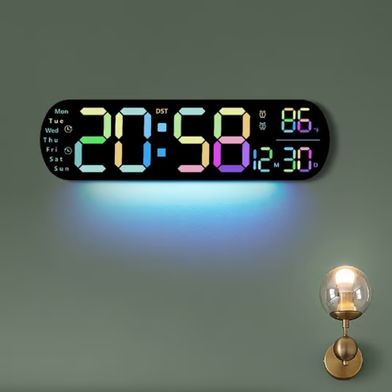 ChronoGlow – Modern LED Wall Clock with Extra Large Digits