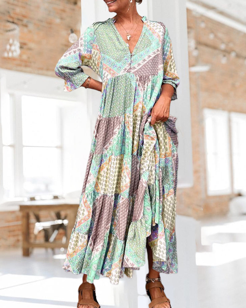Talia - Artistic Color-Block Shift Dress