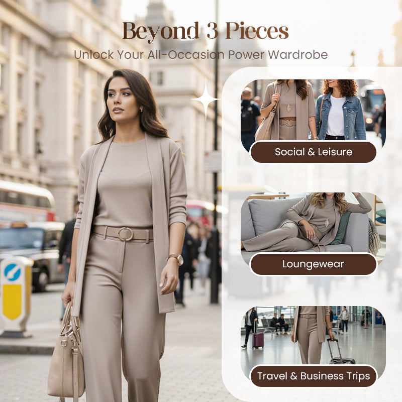 TrendyTrio – Sophisticated Cardigan & Pants Set