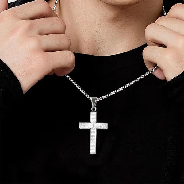 FaithScribe – Lord’s Prayer Scribble Cross Necklace
