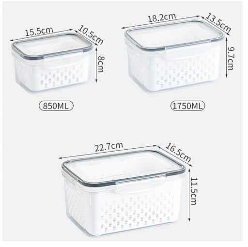 StoreNDrain – Transparent Food Container with Strainer Basket
