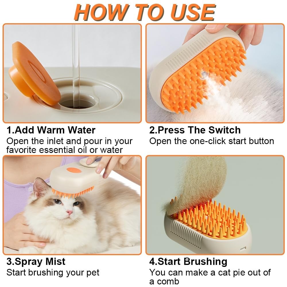 FurMist – Gentle Steam Grooming Brush for Pets