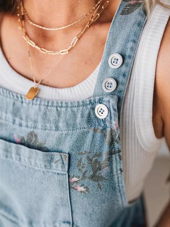 BloomDenim – Vintage Floral Printed Jumpsuit