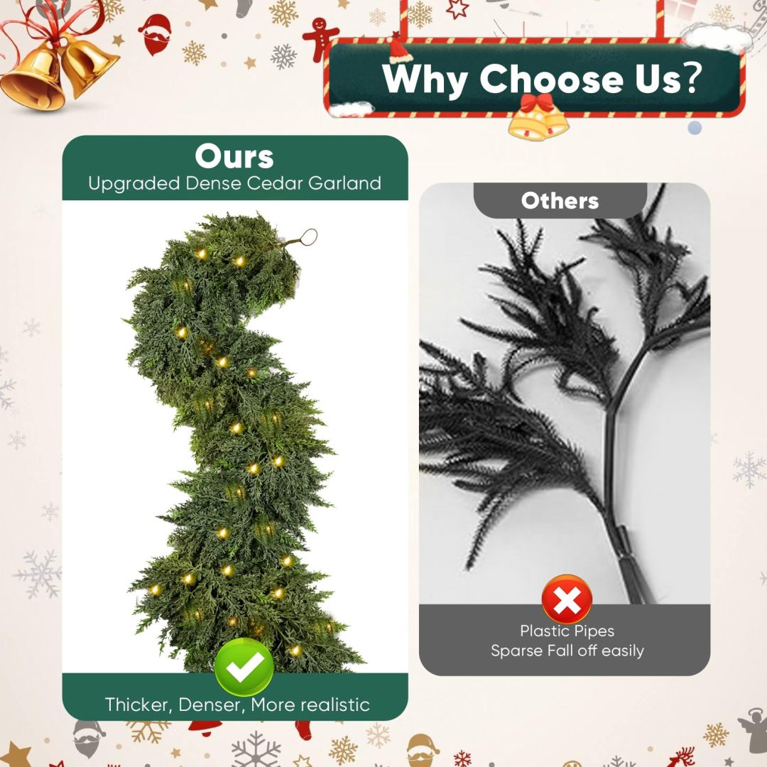 CedarLux - Premium Real-Touch Cedar Garland