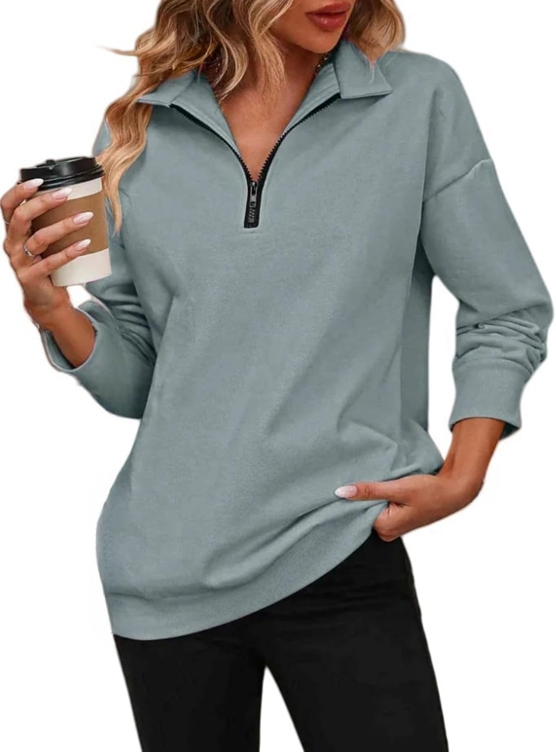 CasualFlow - Soft Casual Half-Zipper Sweatshirt