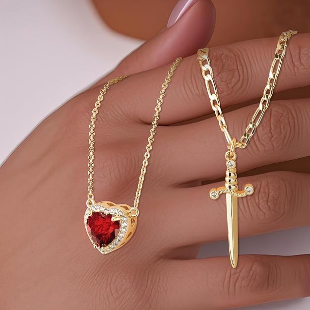 EternaBond – Sword & Heart Matching Couple Necklaces
