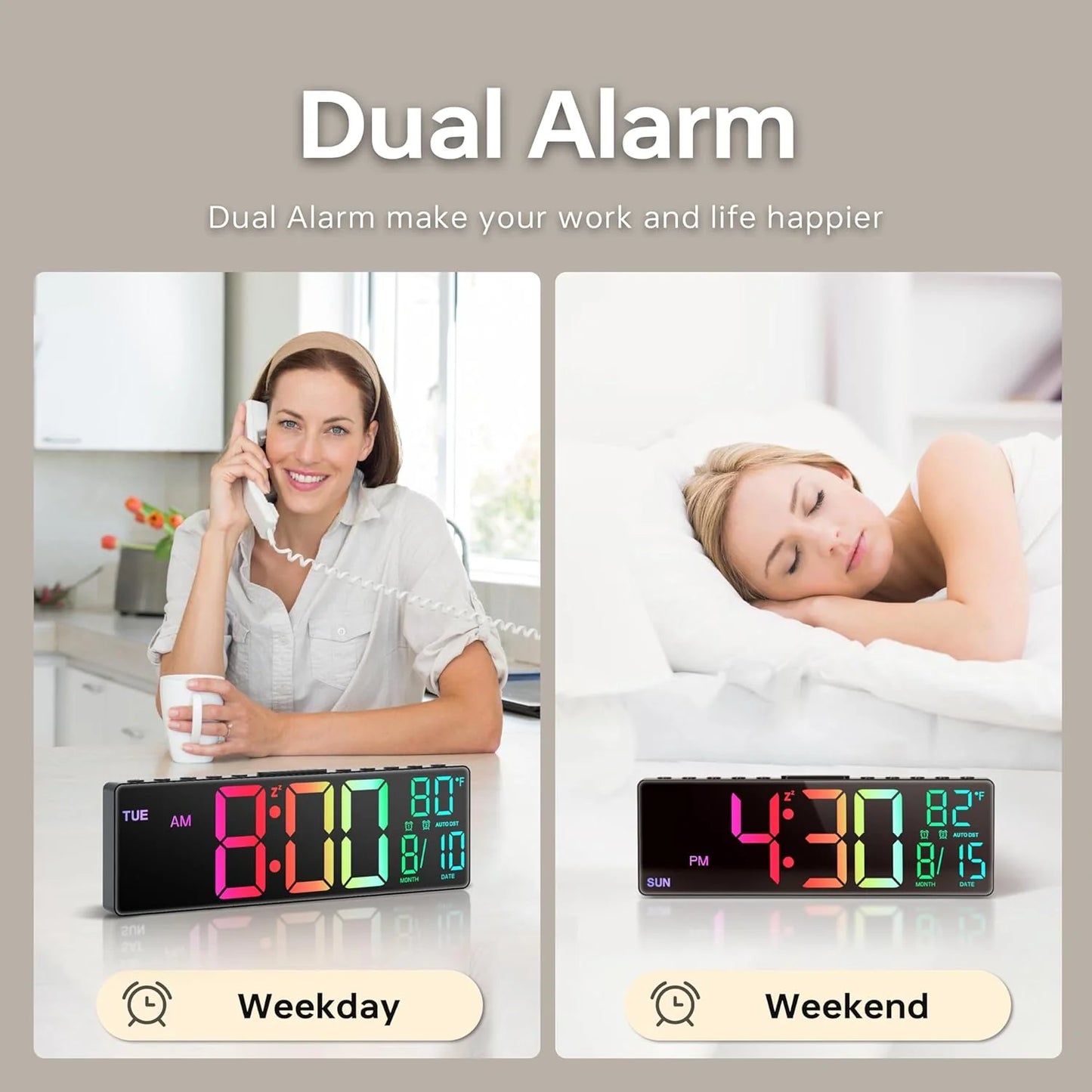 ColorWake – 10.5” Digital Clock with Multicolor Display